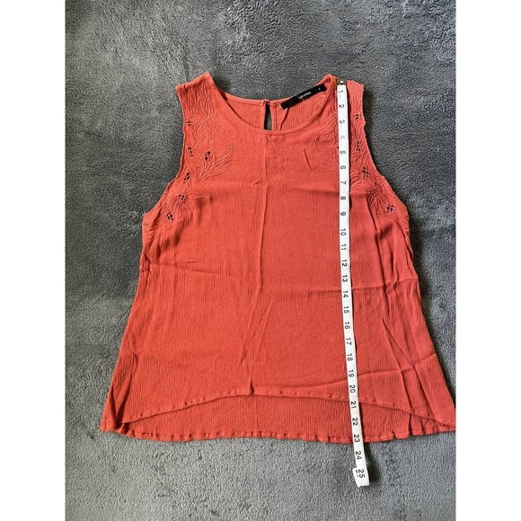 Fun 2 Fun Stitch Fix Orange Floral Detailed 100% Rayon Sleeveless Blouse Large - Picture 6 of 9
